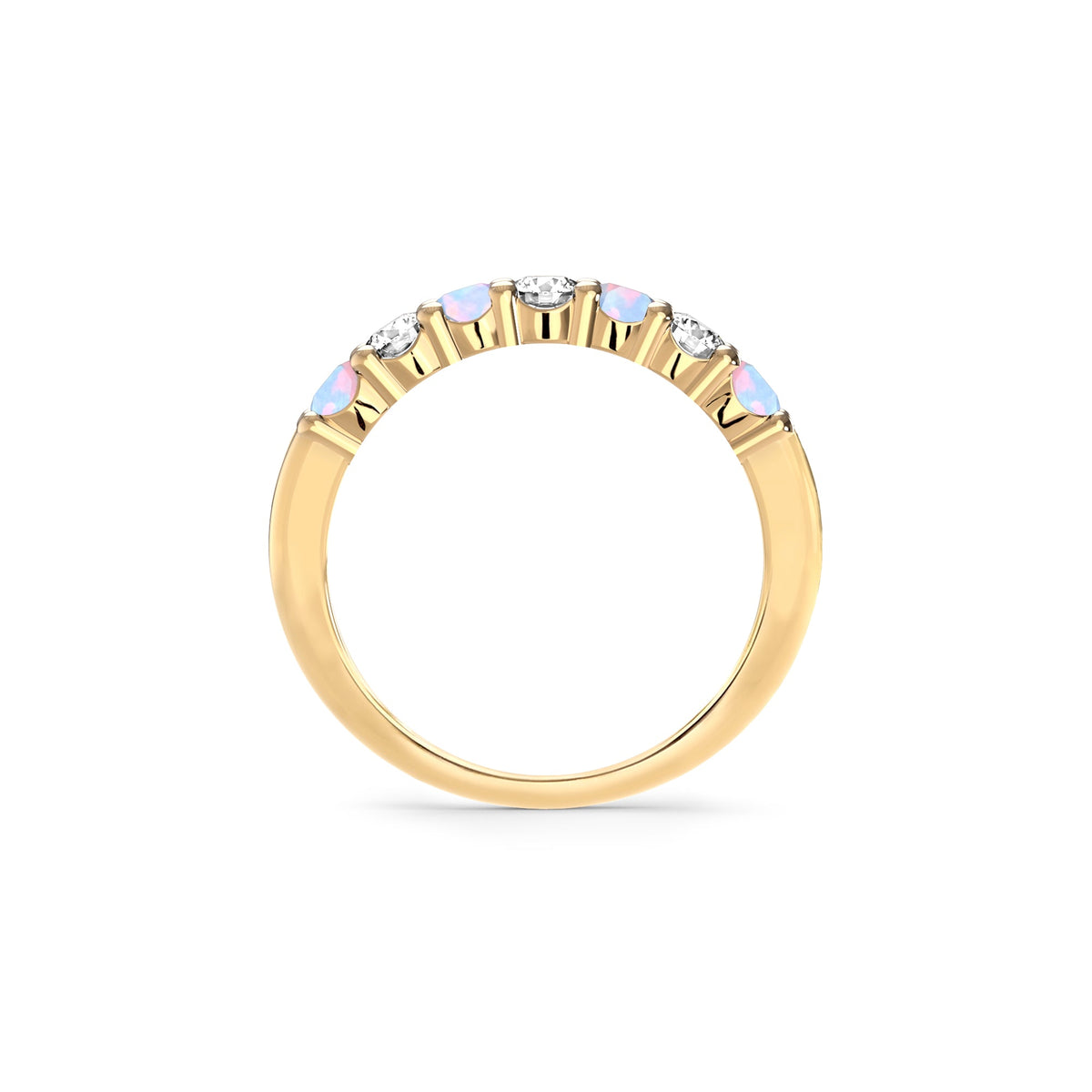 Rosecliff Luxe Diamond & Opal Stackable Ring in 14k Gold (October)