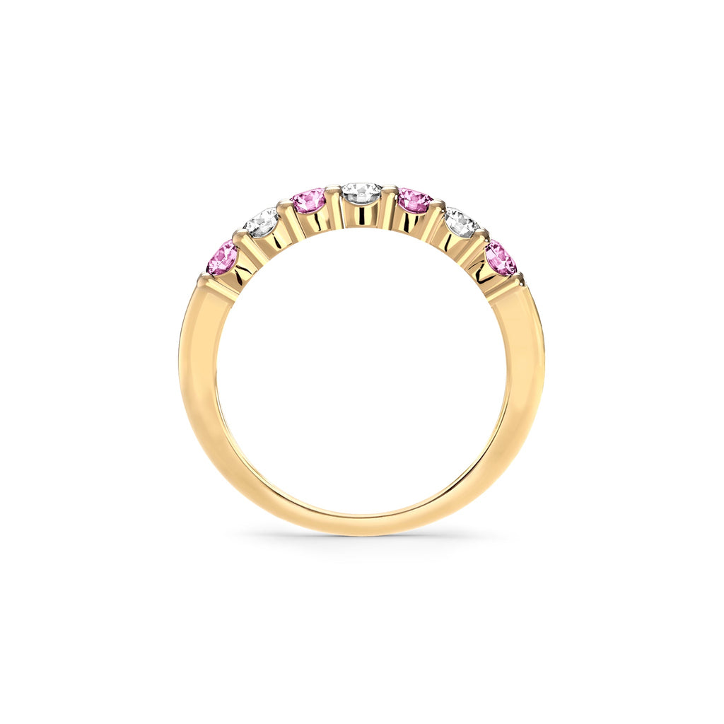 Rosecliff Luxe Diamond & Pink Sapphire Stackable Ring in 14k Gold (October)