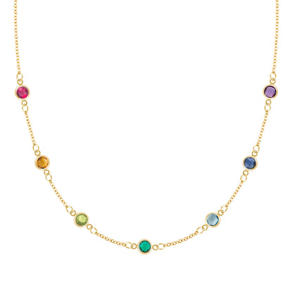 Rainbow 7 Stone Necklace in 14k Gold