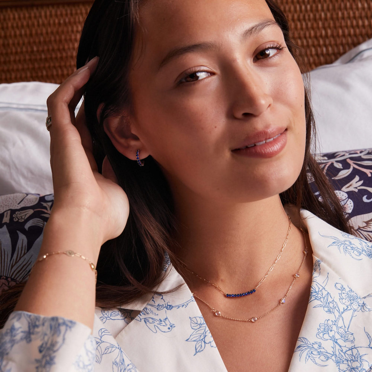 Rosecliff Sapphire Bar Adelaide Mini Necklace in 14k Gold (September)