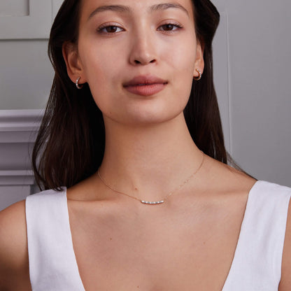 Rosecliff Diamond & Nantucket Blue Topaz Bar Necklace in 14k Gold (December)
