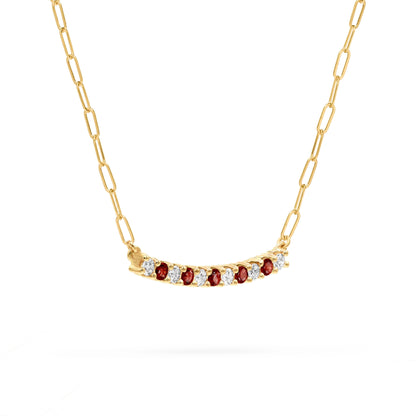 Rosecliff Diamond & Garnet Bar Adelaide Mini Necklace in 14k Gold (January)