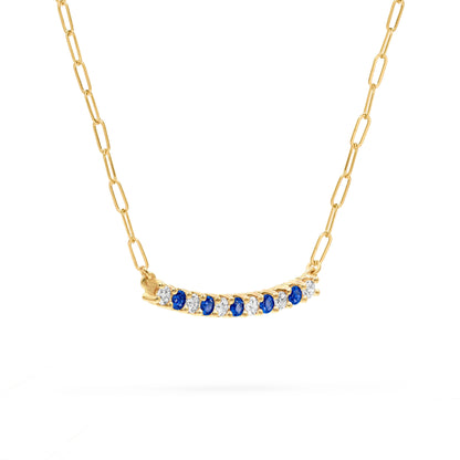 Rosecliff Diamond & Sapphire Bar Adelaide Mini Necklace in 14k Gold (September)