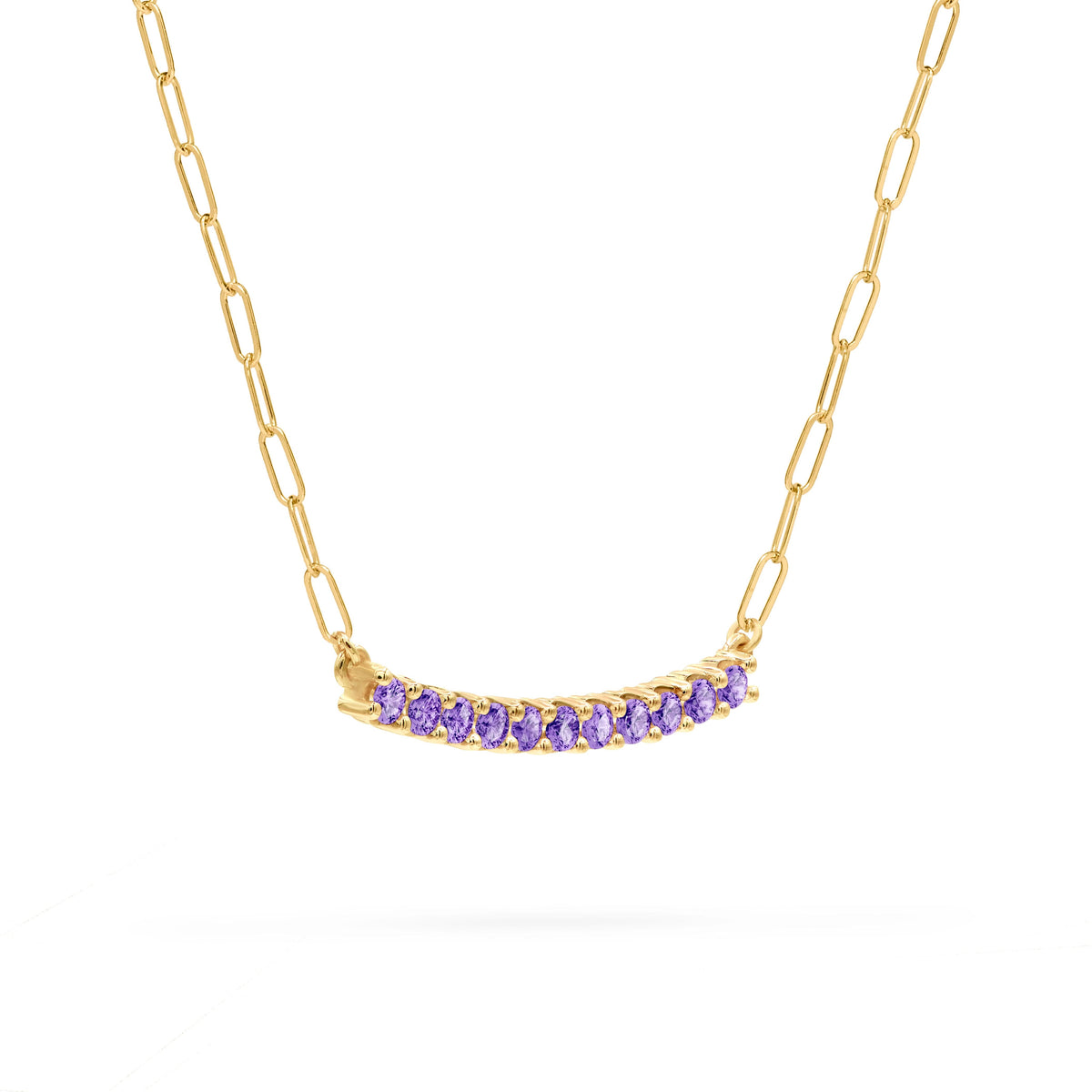 Rosecliff Amethyst Bar Adelaide Mini Necklace in 14k Gold (February)
