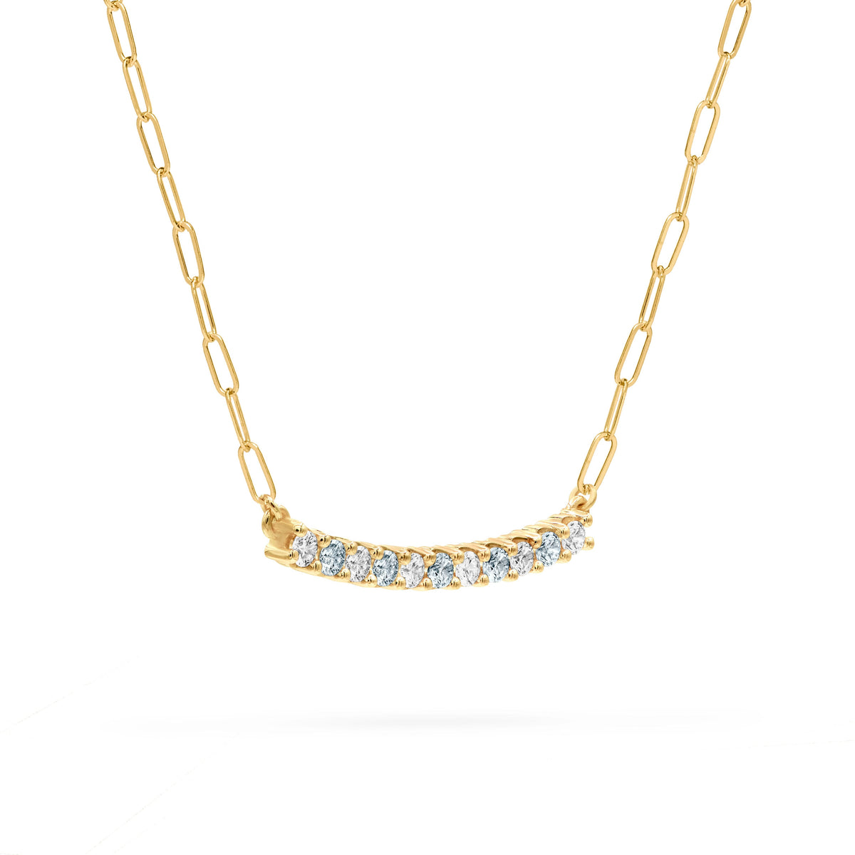 Rosecliff Diamond & Aquamarine Bar Adelaide Mini Necklace in 14k Gold (March)