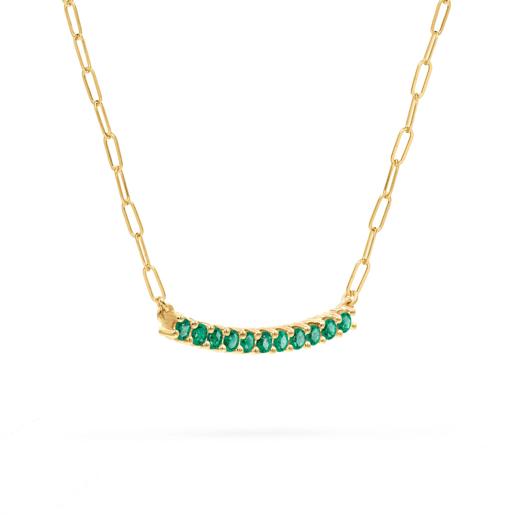 Rosecliff Emerald Bar Adelaide Mini Necklace in 14k Gold (May)