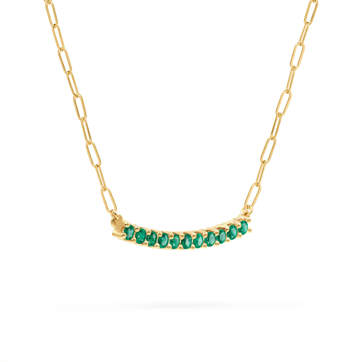 Rosecliff Emerald Bar Adelaide Mini Necklace in 14k Gold (May)