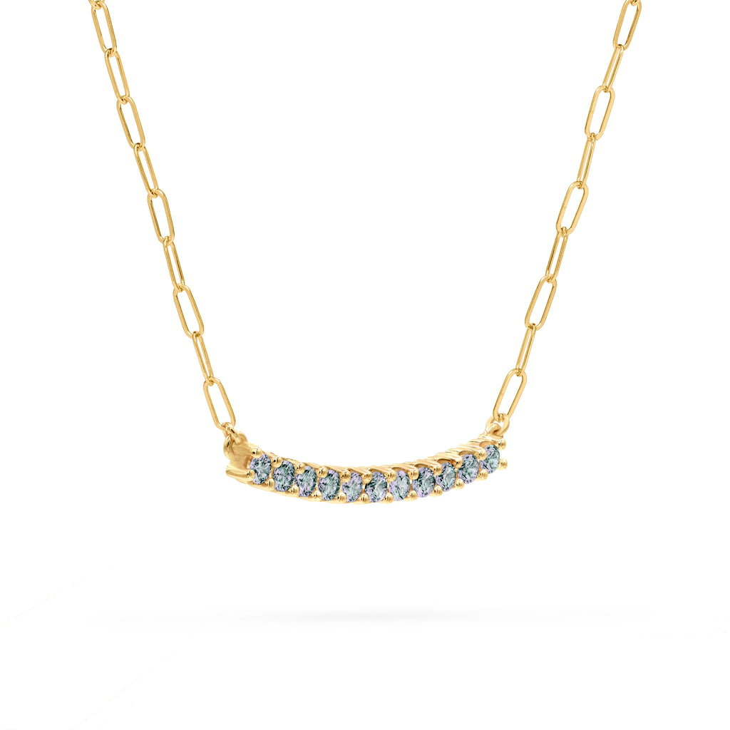 Rosecliff Alexandrite Bar Adelaide Mini Necklace in 14k Gold (June)