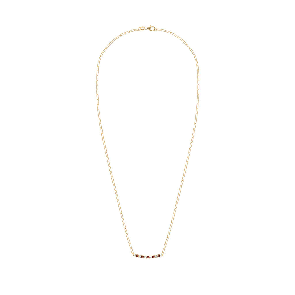 Rosecliff Diamond & Garnet Bar Adelaide Mini Necklace in 14k Gold (January)