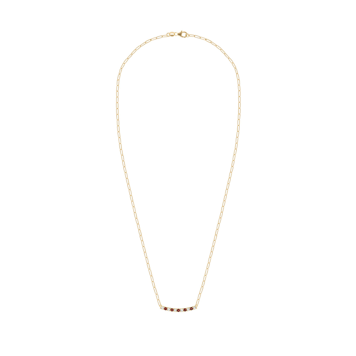 Rosecliff Diamond & Garnet Bar Adelaide Mini Necklace in 14k Gold (January)