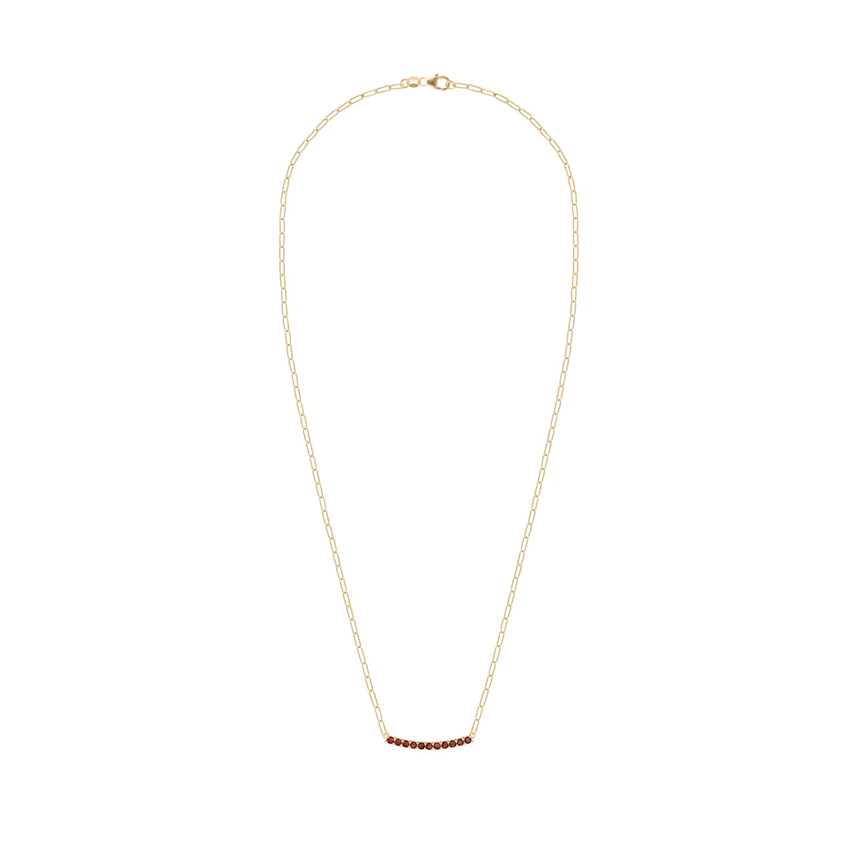 Rosecliff Garnet Bar Adelaide Mini Necklace in 14k Gold (January)