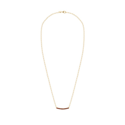 Rosecliff Garnet Bar Adelaide Mini Necklace in 14k Gold (January)
