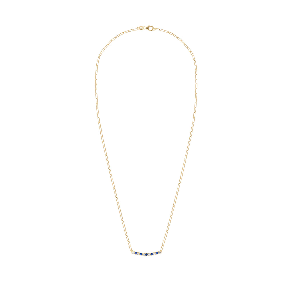 Rosecliff Diamond & Sapphire Bar Adelaide Mini Necklace in 14k Gold (September)