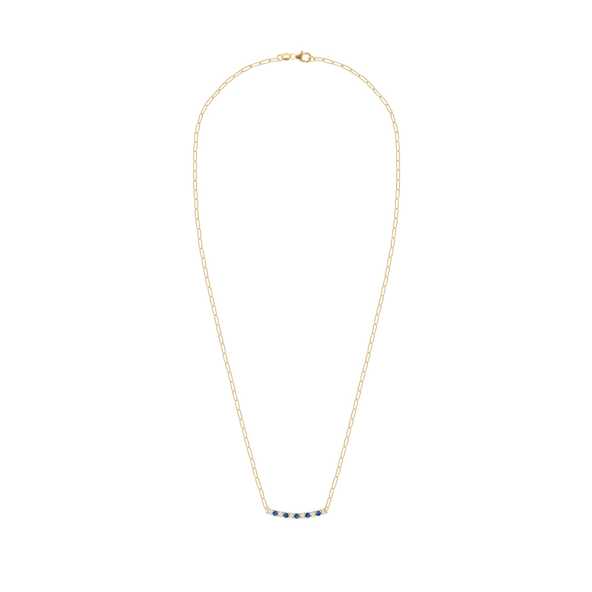 Rosecliff Diamond & Sapphire Bar Adelaide Mini Necklace in 14k Gold (September)