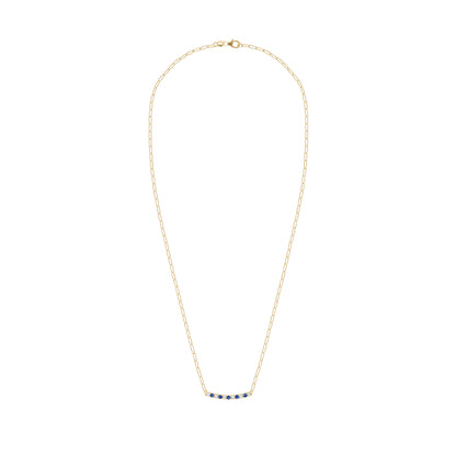 Rosecliff Diamond & Sapphire Bar Adelaide Mini Necklace in 14k Gold (September)