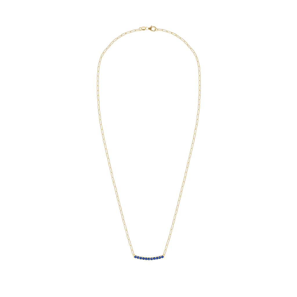 Rosecliff Sapphire Bar Adelaide Mini Necklace in 14k Gold (September)