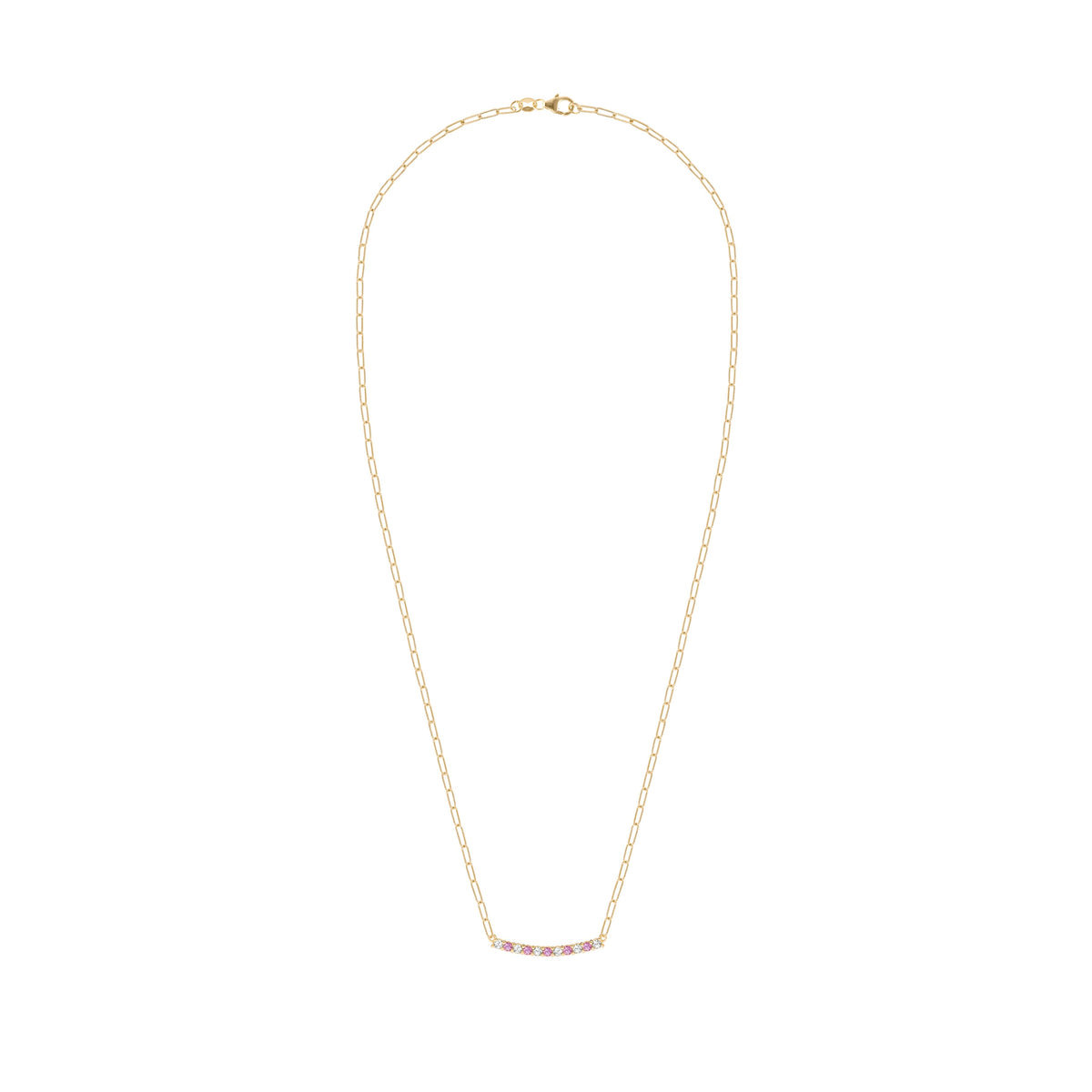 Rosecliff Diamond & Pink Sapphire Bar Adelaide Mini Necklace in 14k Gold (October)