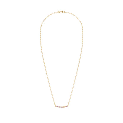 Rosecliff Diamond & Pink Sapphire Bar Adelaide Mini Necklace in 14k Gold (October)