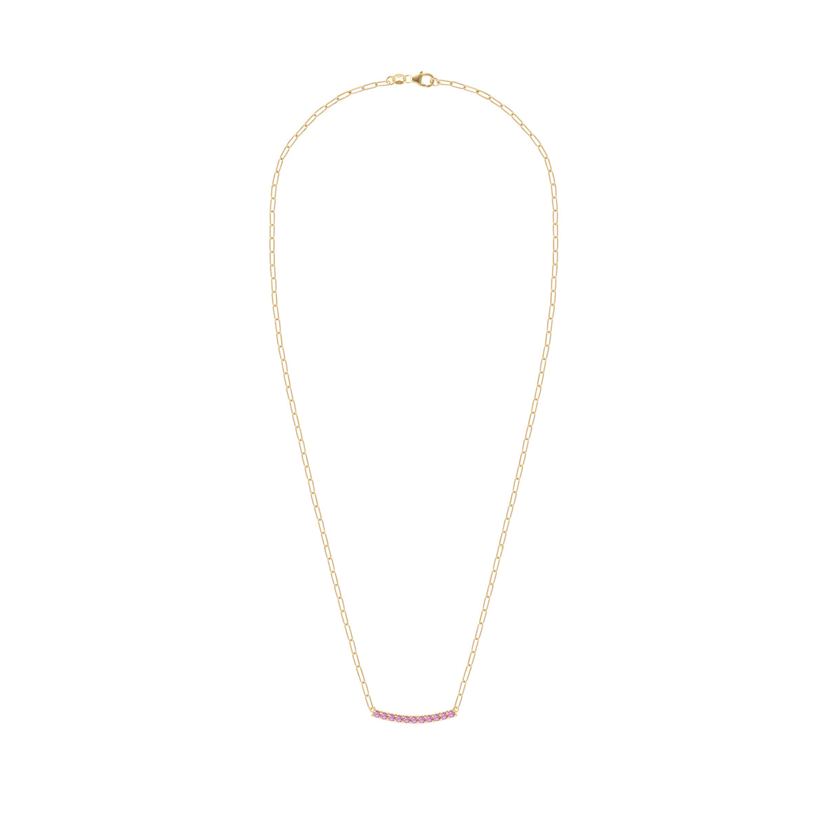Rosecliff Pink Sapphire Bar Adelaide Mini Necklace in 14k Gold (October)