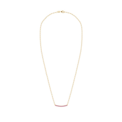 Rosecliff Pink Sapphire Bar Adelaide Mini Necklace in 14k Gold (October)