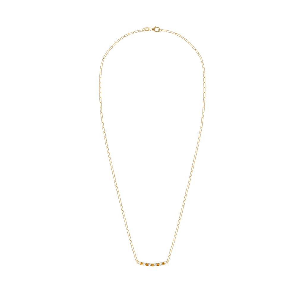 Rosecliff Diamond & Citrine Bar Adelaide Mini Necklace in 14k Gold (November)