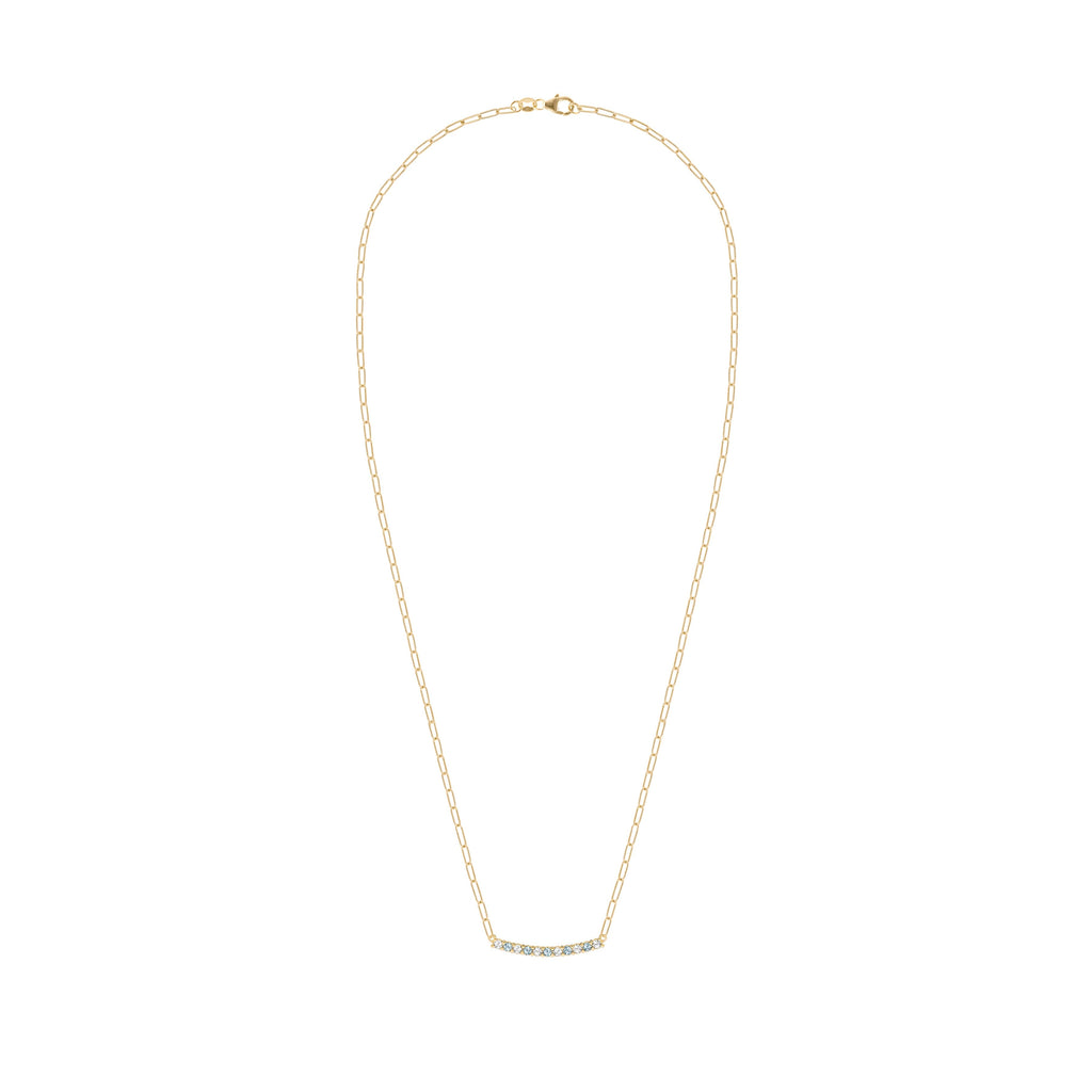 Rosecliff Diamond & Nantucket Blue Topaz Bar Adelaide Mini Necklace in 14k Gold (December)