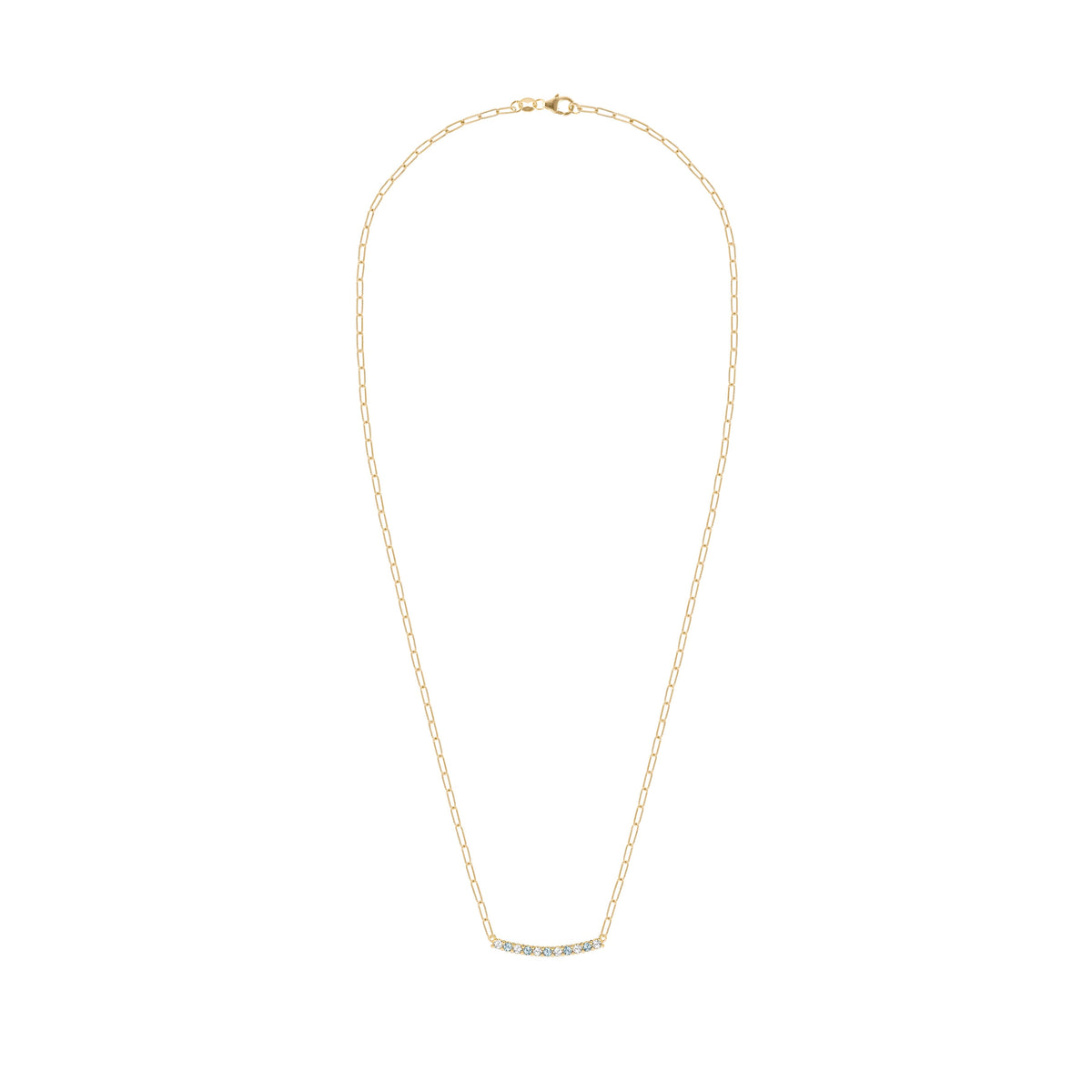 Rosecliff Diamond & Nantucket Blue Topaz Bar Adelaide Mini Necklace in 14k Gold (December)