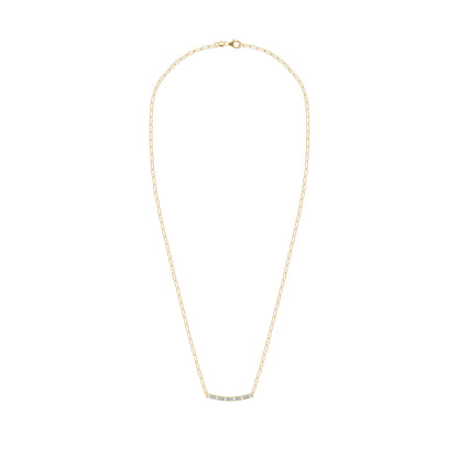 Rosecliff Diamond & Nantucket Blue Topaz Bar Adelaide Mini Necklace in 14k Gold (December)