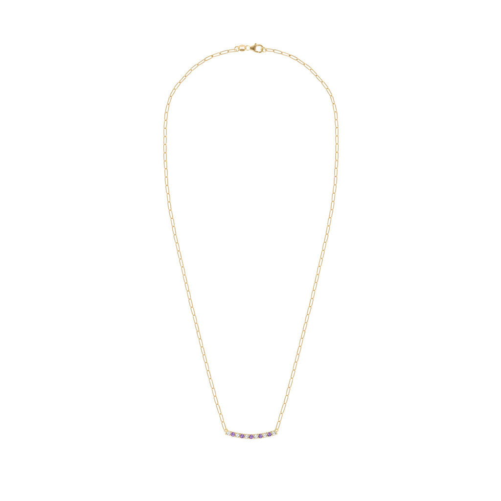 Rosecliff Diamond & Amethyst Bar Adelaide Mini Necklace in 14k Gold (February)