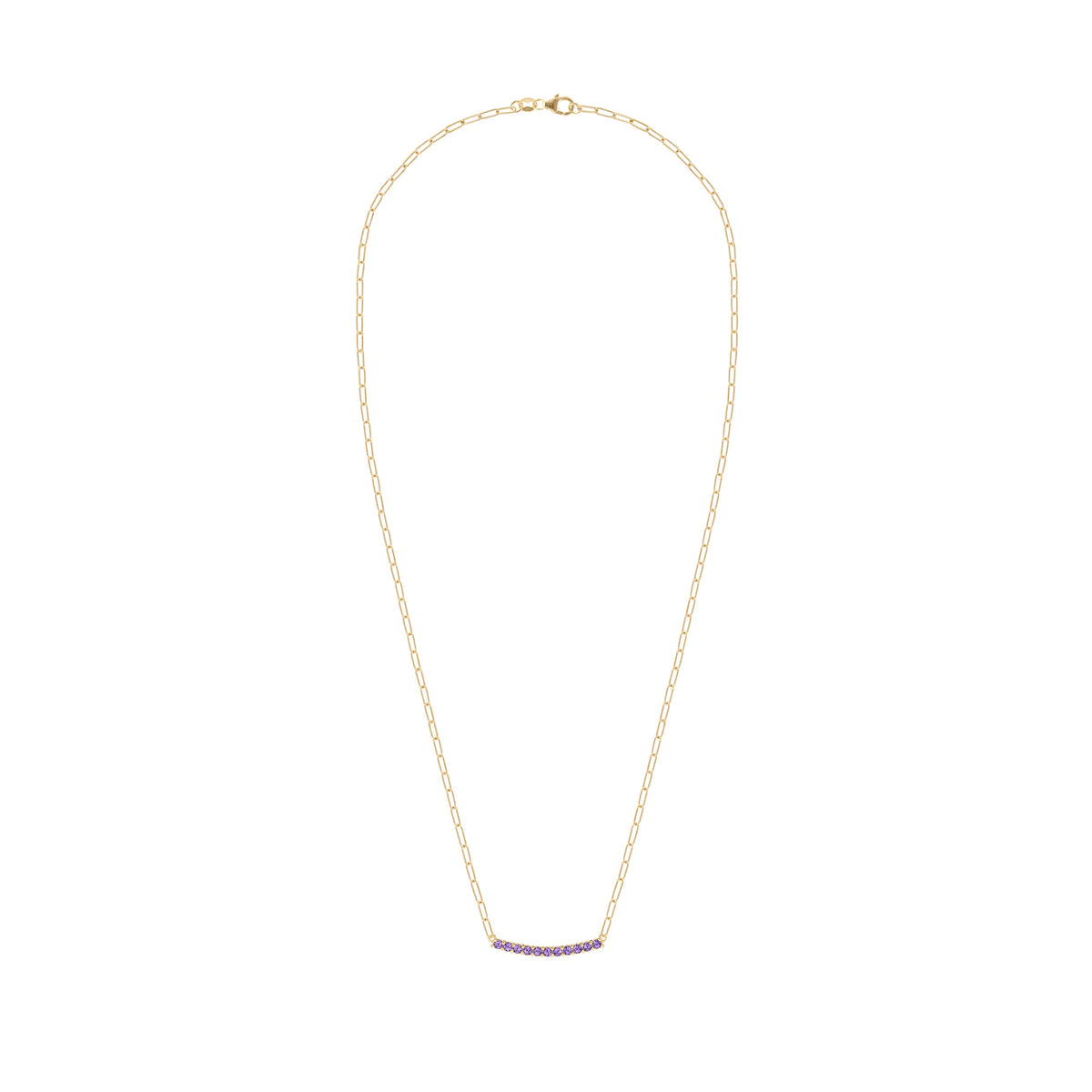 Rosecliff Amethyst Bar Adelaide Mini Necklace in 14k Gold (February)