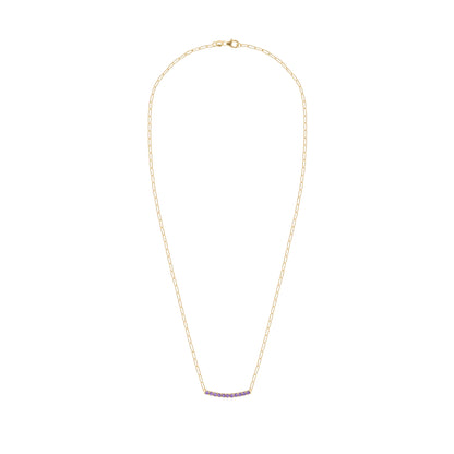 Rosecliff Amethyst Bar Adelaide Mini Necklace in 14k Gold (February)