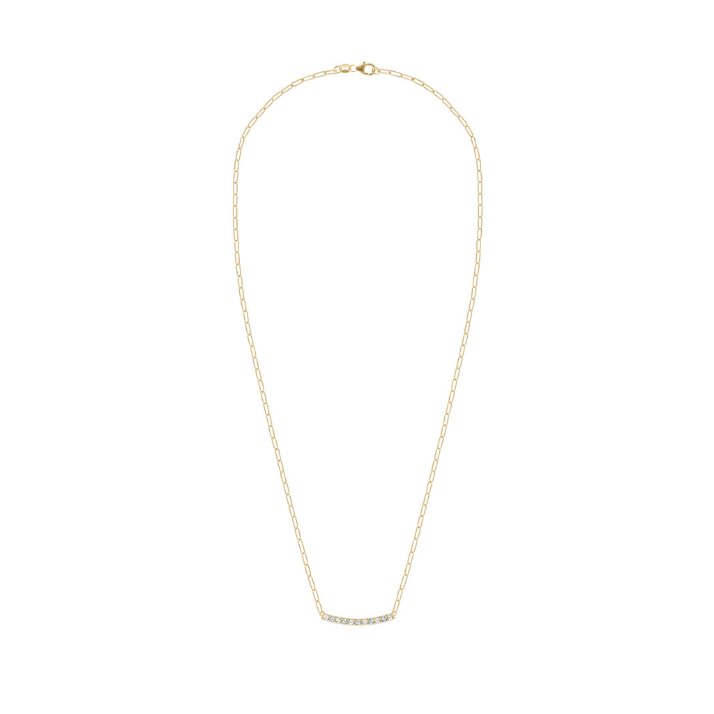 Rosecliff Diamond & Aquamarine Bar Adelaide Mini Necklace in 14k Gold (March)