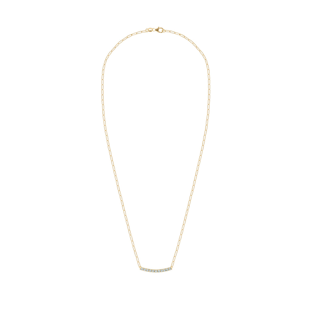 Rosecliff Aquamarine Bar Adelaide Mini Necklace in 14k Gold (March)