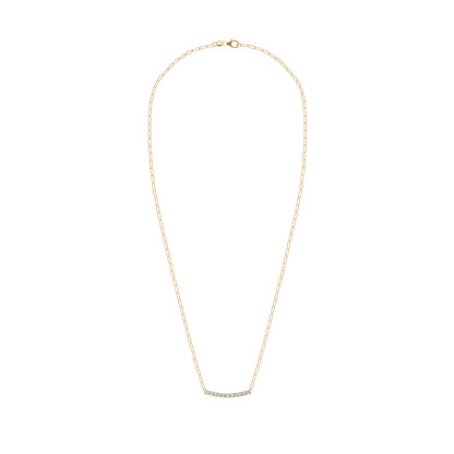 Rosecliff Aquamarine Bar Adelaide Mini Necklace in 14k Gold (March)