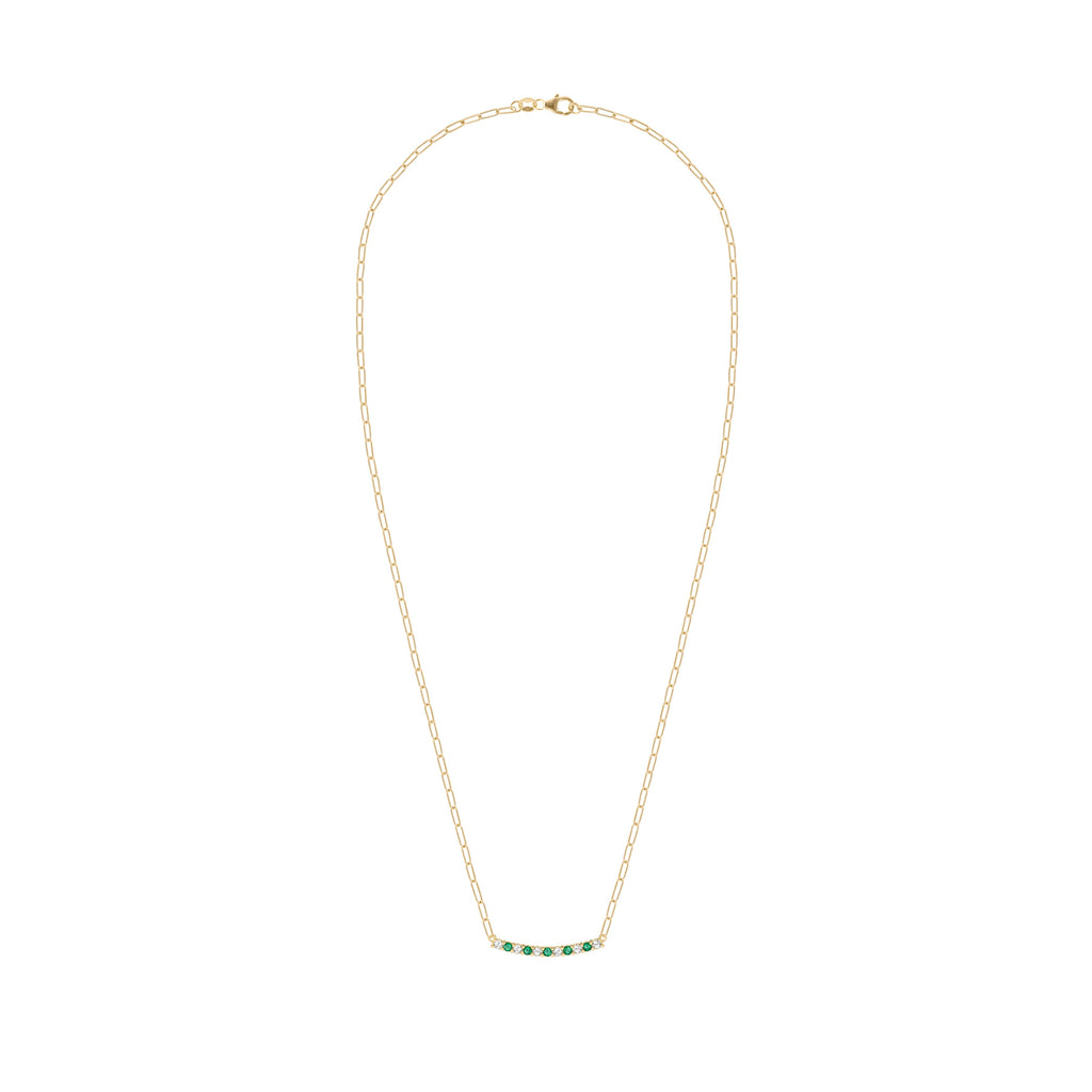 Rosecliff Diamond & Emerald Bar Adelaide Mini Necklace in 14k Gold (May)