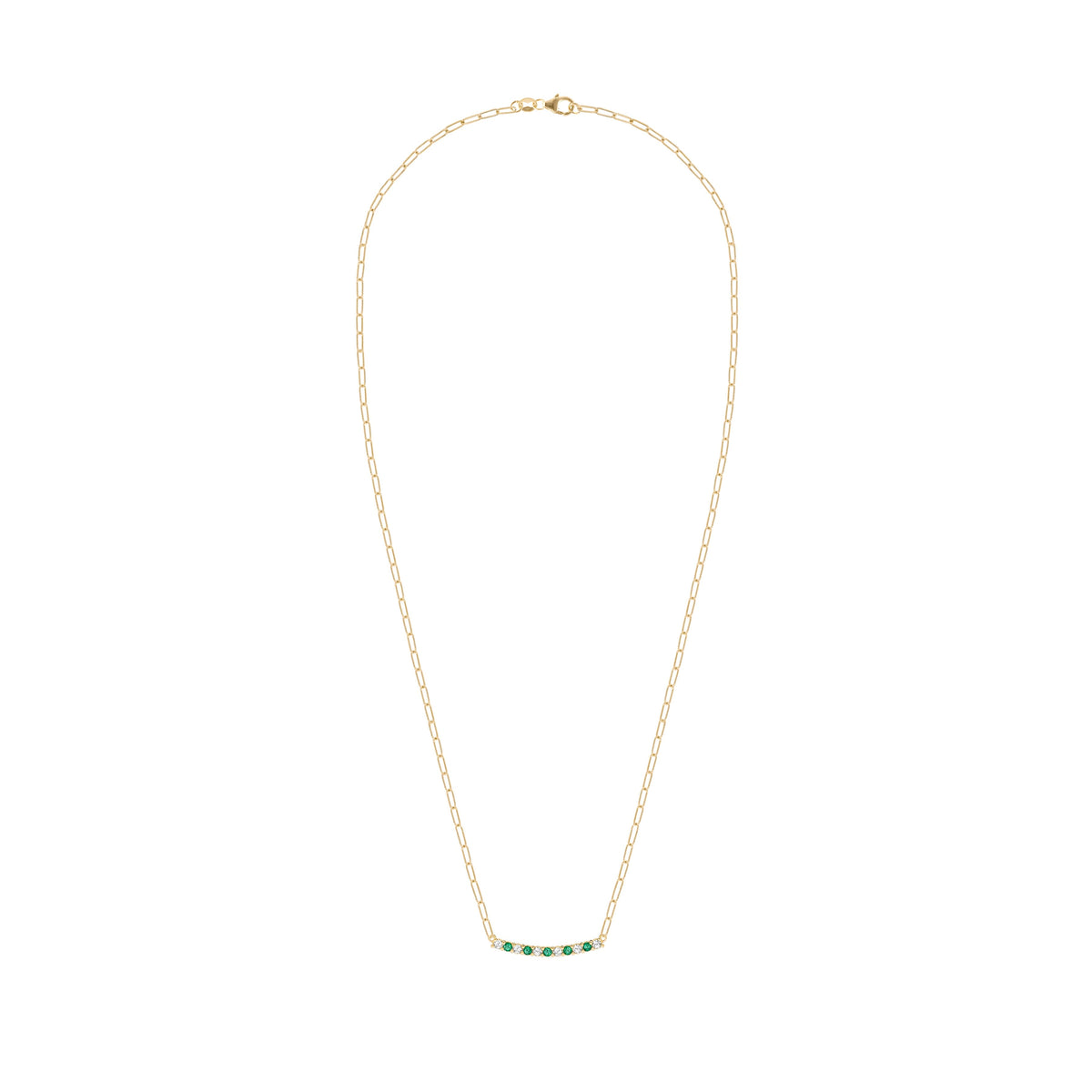 Rosecliff Diamond & Emerald Bar Adelaide Mini Necklace in 14k Gold (May)