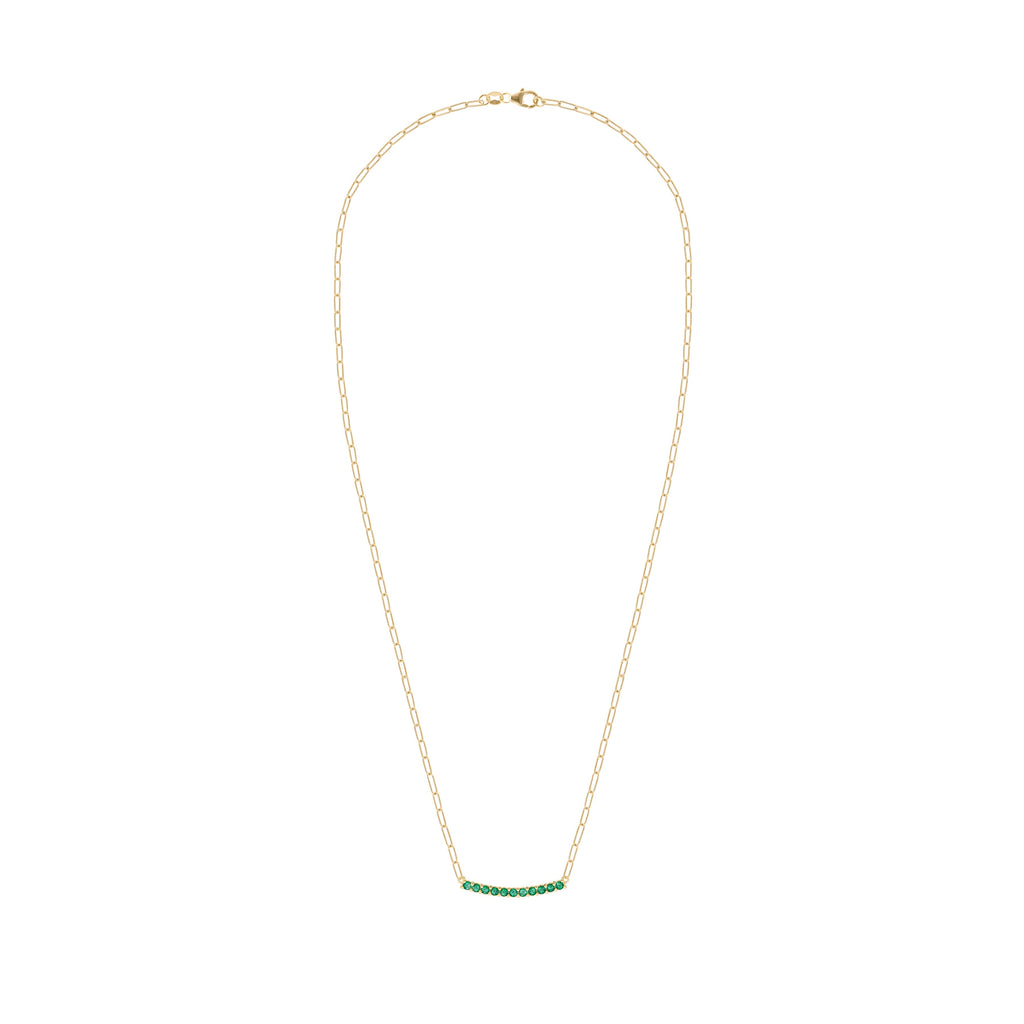 Rosecliff Emerald Bar Adelaide Mini Necklace in 14k Gold (May)