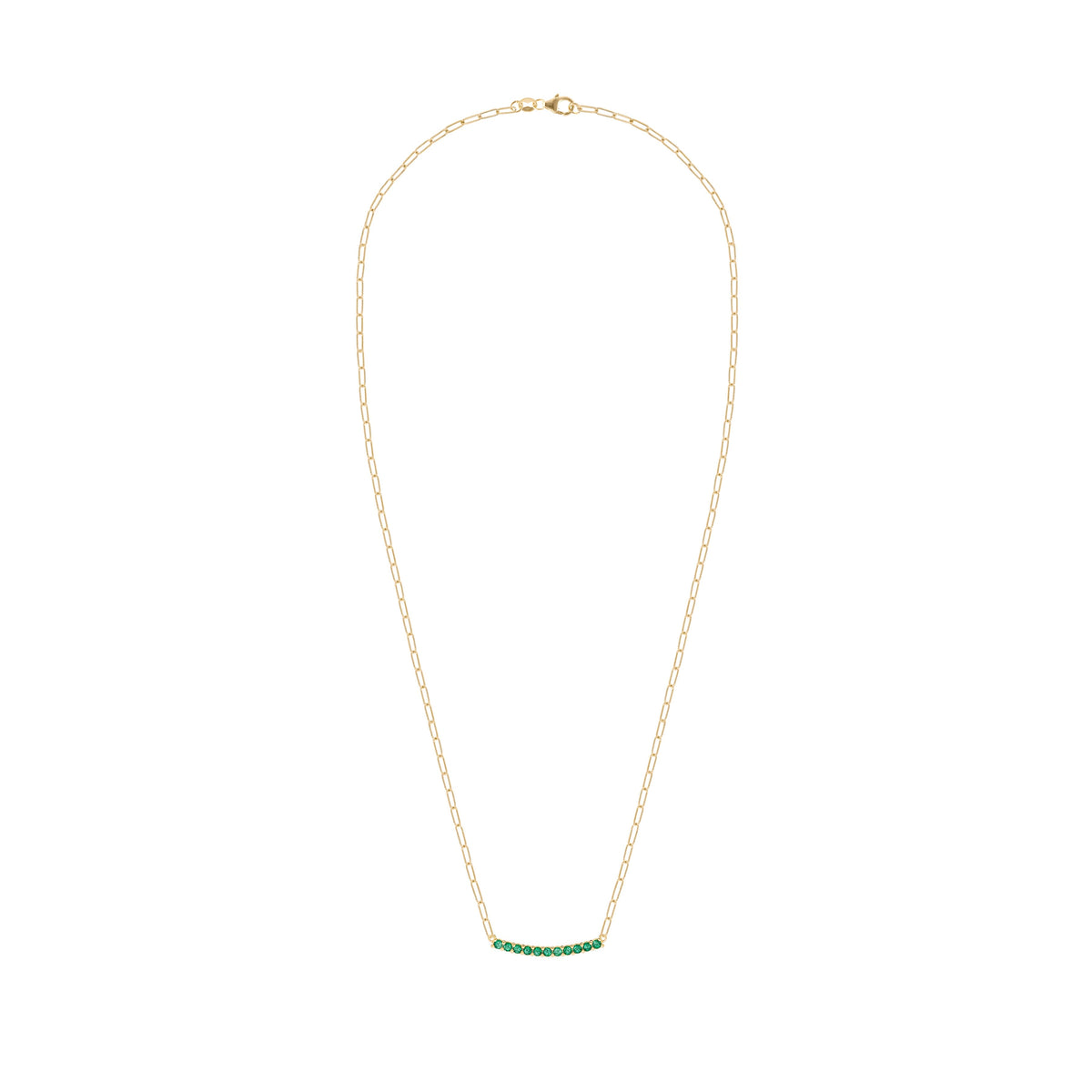 Rosecliff Emerald Bar Adelaide Mini Necklace in 14k Gold (May)