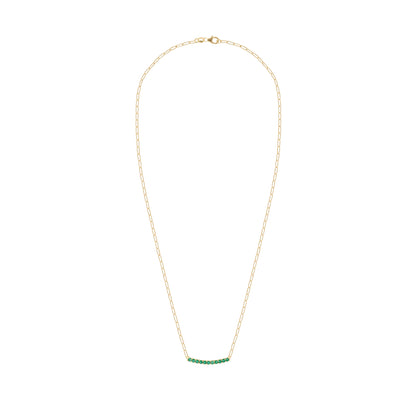 Rosecliff Emerald Bar Adelaide Mini Necklace in 14k Gold (May)