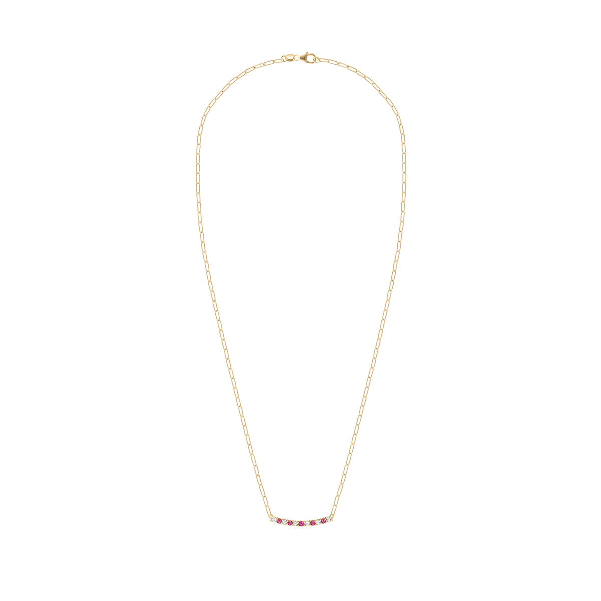 Rosecliff Diamond & Ruby Bar Adelaide Mini Necklace in 14k Gold (July)