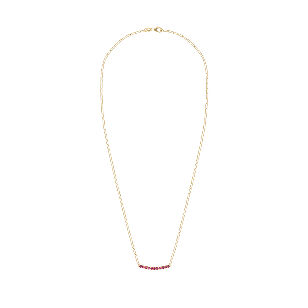 Rosecliff Ruby Bar Adelaide Mini Necklace in 14k Gold (July)