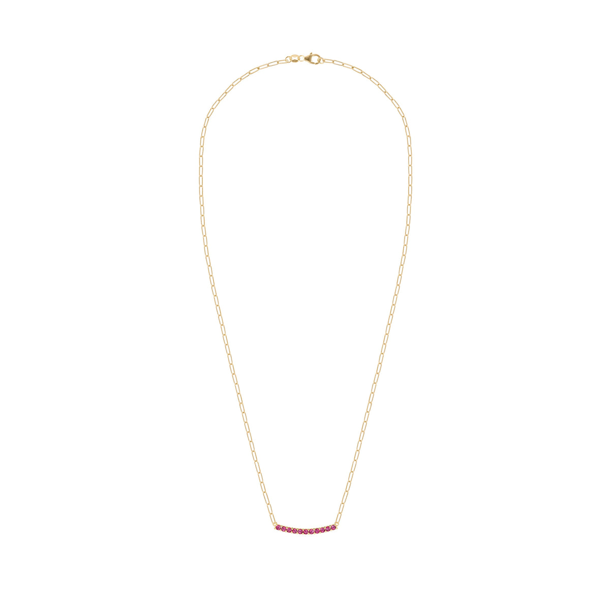 Rosecliff Ruby Bar Adelaide Mini Necklace in 14k Gold (July)