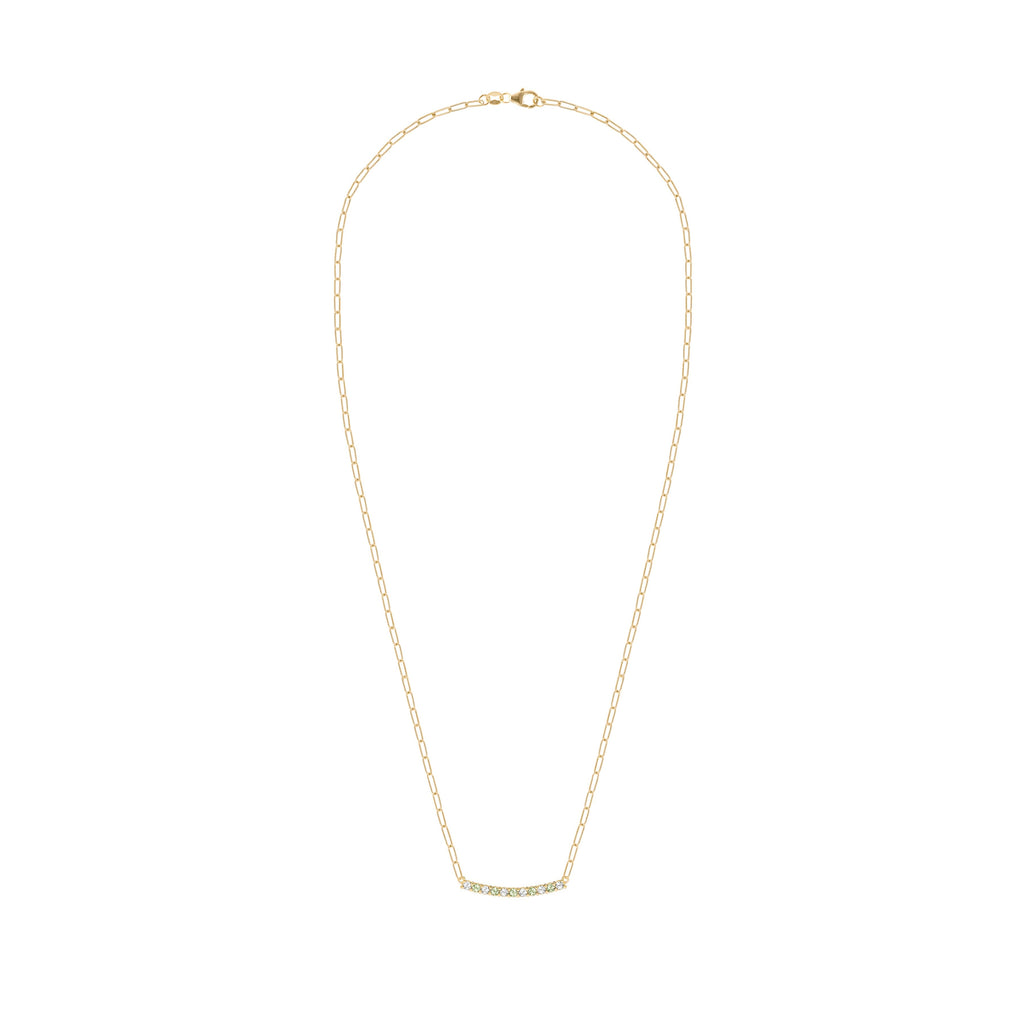 Rosecliff Diamond & Peridot Bar Adelaide Mini Necklace in 14k Gold (August)