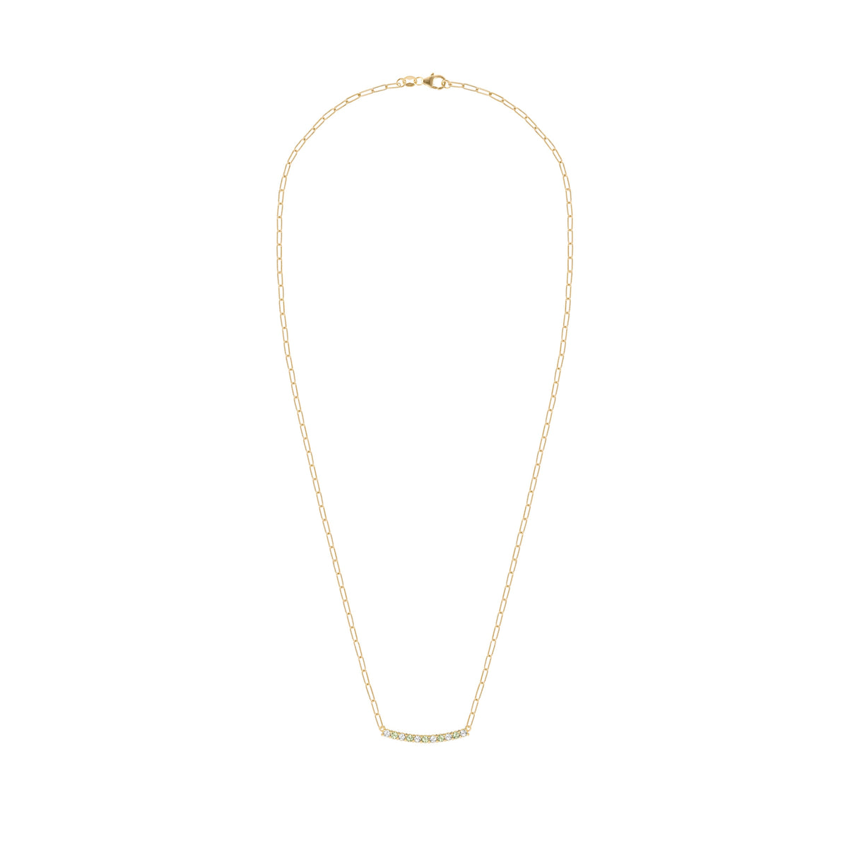 Rosecliff Diamond & Peridot Bar Adelaide Mini Necklace in 14k Gold (August)