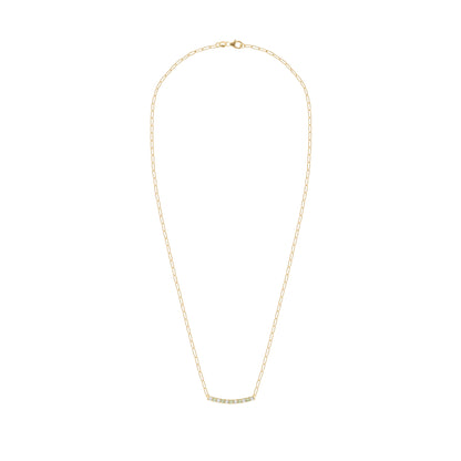 Rosecliff Diamond & Peridot Bar Adelaide Mini Necklace in 14k Gold (August)