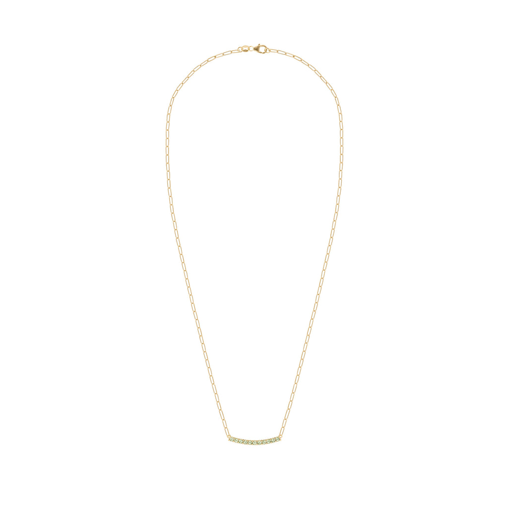 Rosecliff Peridot Bar Adelaide Mini Necklace in 14k Gold (August)