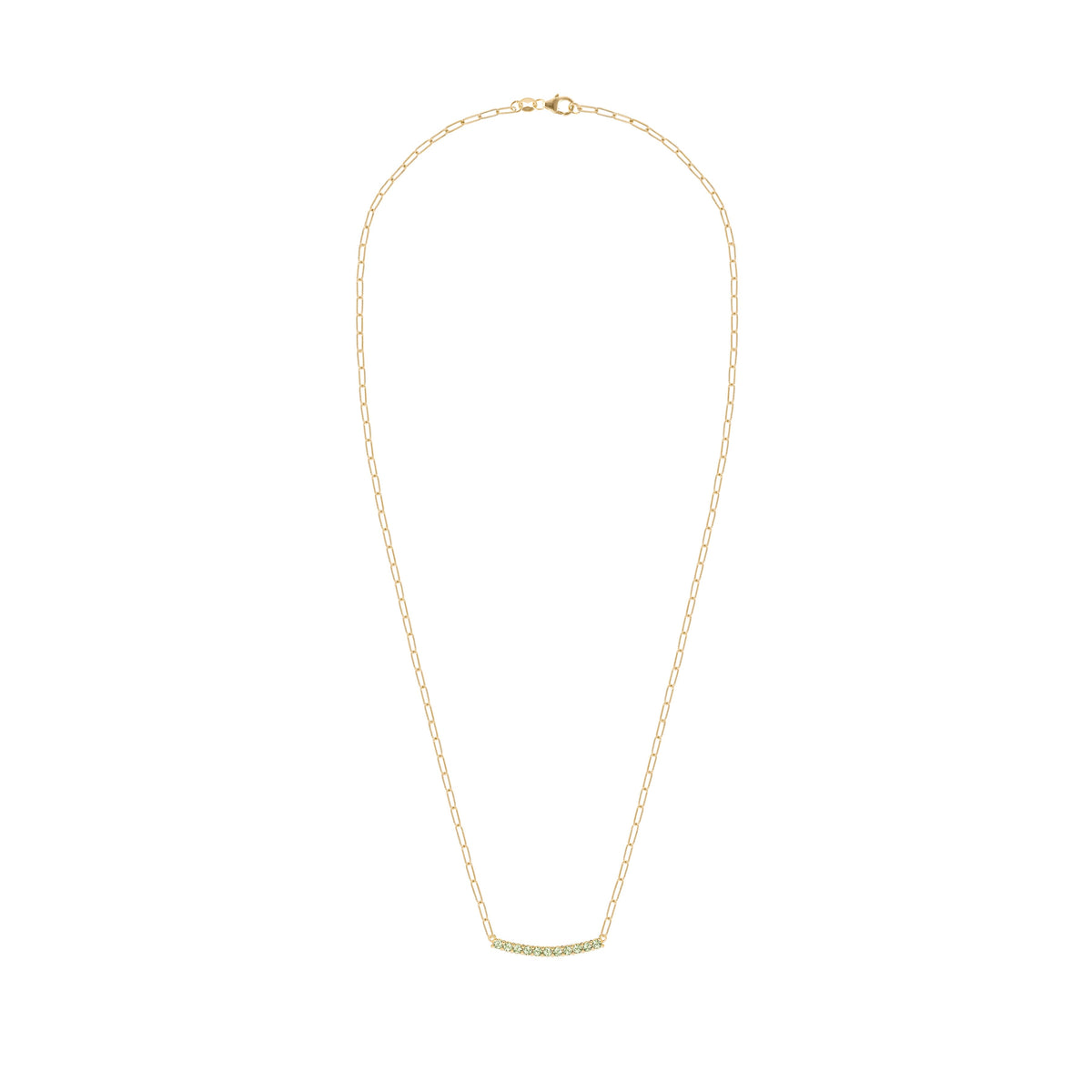 Rosecliff Peridot Bar Adelaide Mini Necklace in 14k Gold (August)