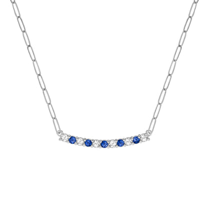 Rosecliff Diamond & Sapphire Bar Adelaide Mini Necklace in 14k Gold (September)