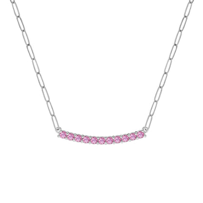 Rosecliff Pink Sapphire Bar Adelaide Mini Necklace in 14k Gold (October)