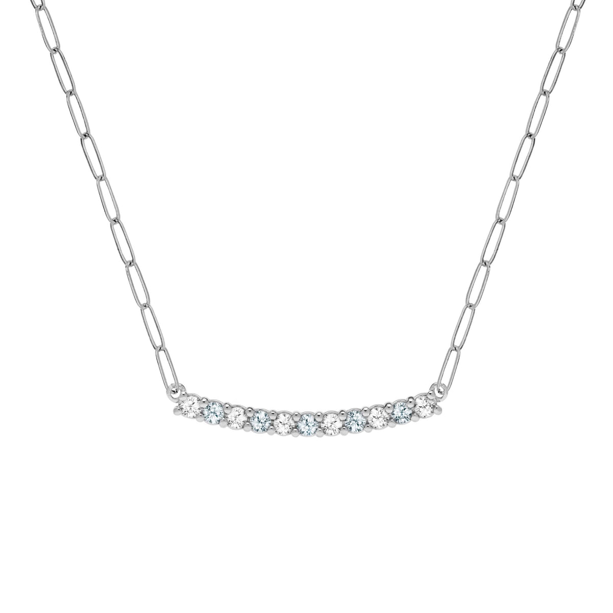 Rosecliff Diamond & Aquamarine Bar Adelaide Mini Necklace in 14k Gold (March)